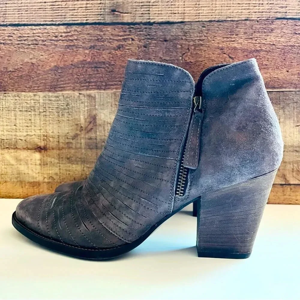 Paul Green Malibu Sliced Zip Ankle Bootie Chunky Nubuck Earth Metallic